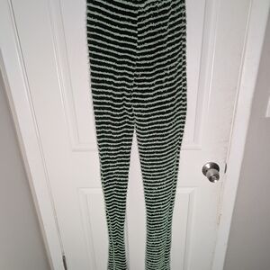 Striped Black and Green Women's Pants